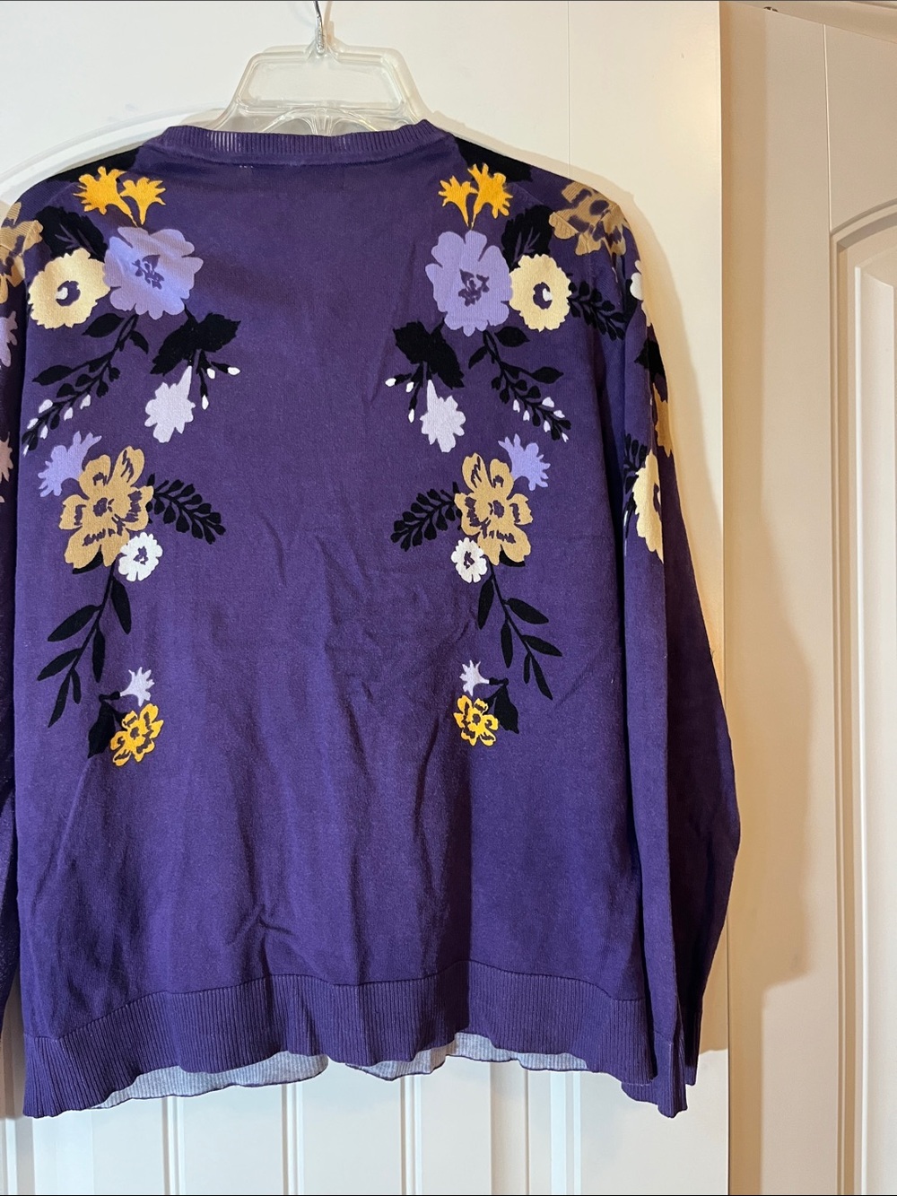 Karen Scott Purple Floral Button-Front Cardigan Sweater - Picture 10 of 10